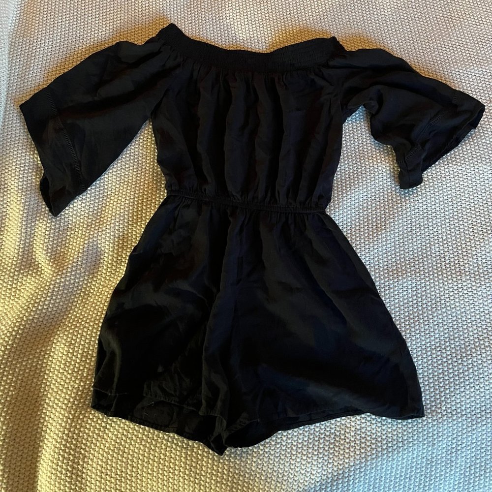 Black Quarter Sleeves Romper